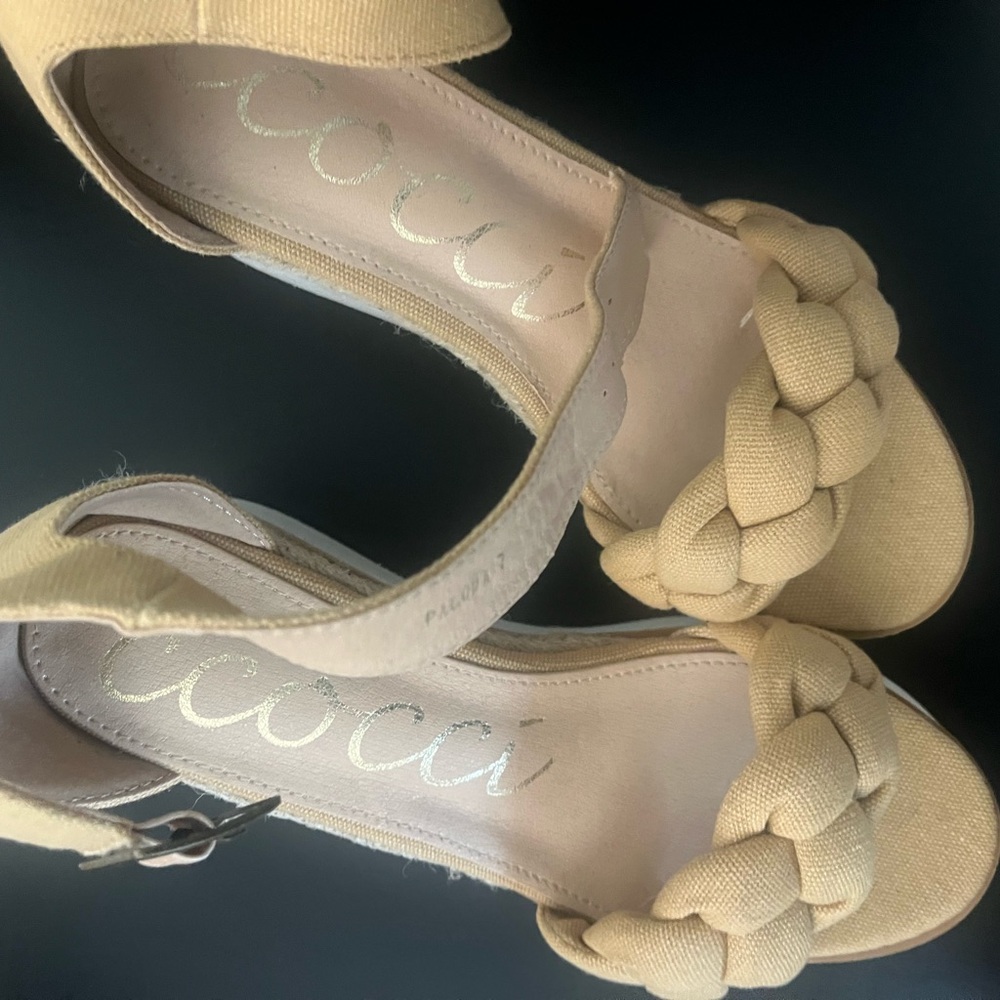 CCOCCI Tan Braided Sandals with Open-Toe‎ Design